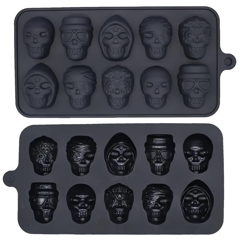 halloween skull   tray 1pc silicone mold for whiskey cocktail multipurpose chocolate candy pudding jelly mold rectangular plastic manual kitchen accessory for   details 8