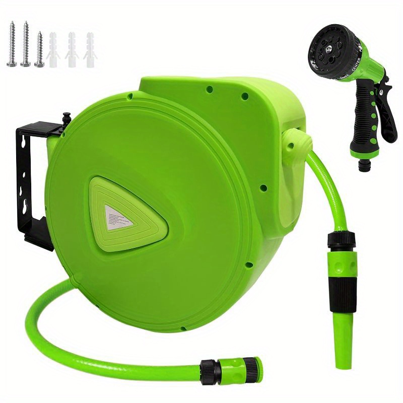 

Water Hose Reel With Hand Shower Hose Reel 180° Swivel Wall Bracket With Ball And Quick Release Connector