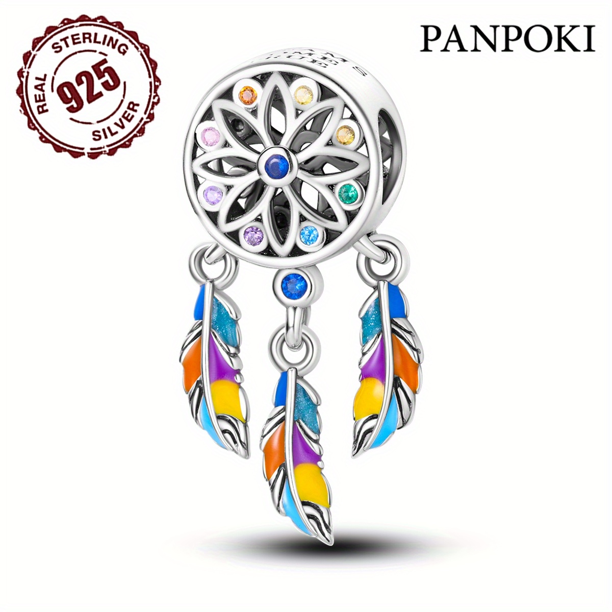 925 Sterling Silver Bohemian Dream Catcher Dangle Charm