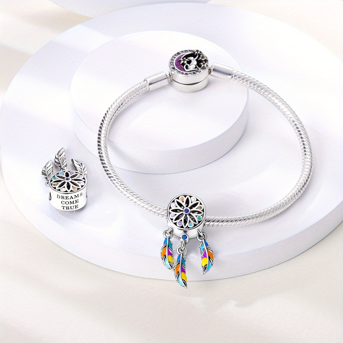 925 Sterling Silver Bohemian Dream Catcher Dangle Charm