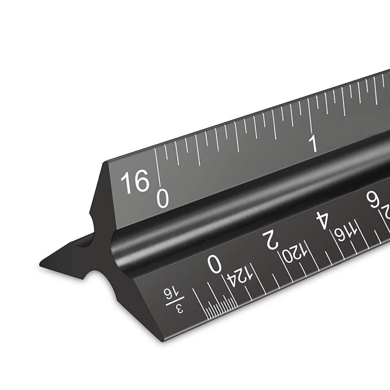 

Professional, 12" Aluminum Architectural Scale Ruler - Metal Triangular Drafting Tool For & Designs