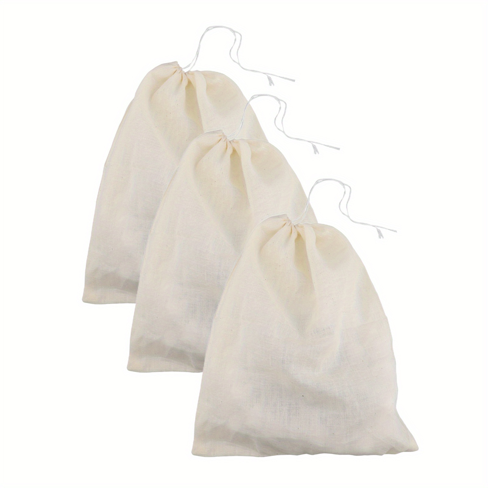 Image of 3pcs, Nut Milk Bags, 7.87 X 9.84 Inches, Durable Mesh With Drawstring, Reusable Filter, For Almond/soy Milk, Tea, Kitchen Food Filter Additions