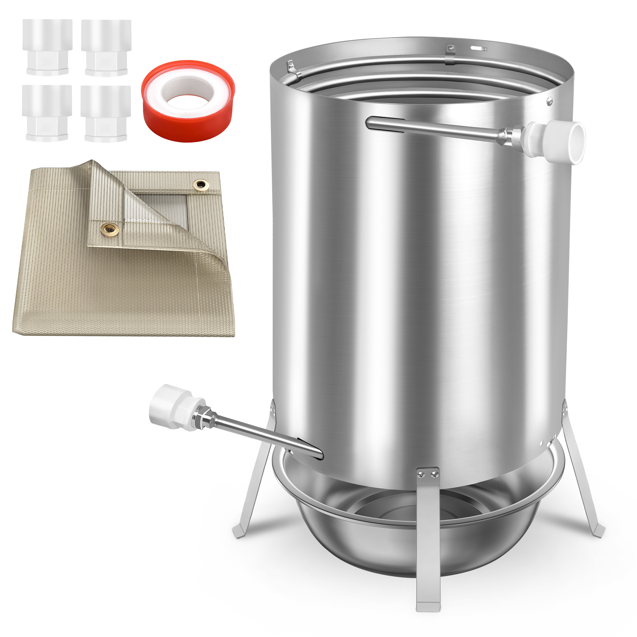 E-shop Edelstahl-Poolheizungseimer mit Feuermatte und Ascheauffangwanne für Poolheizung BBQ