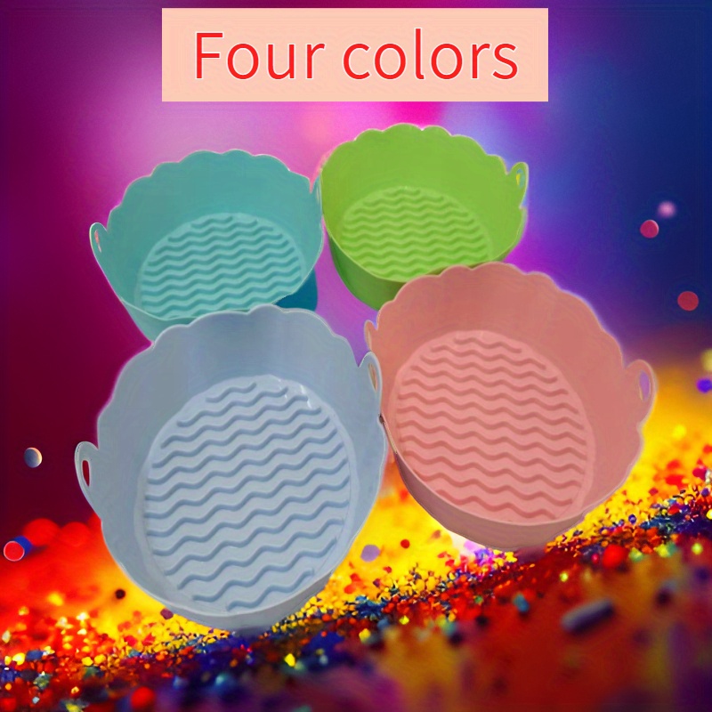 1pc silicone air fryer pot reusable flower pattern air fryer basket non stick heat resistant bpa free multipurpose microwave oven accessory details 0