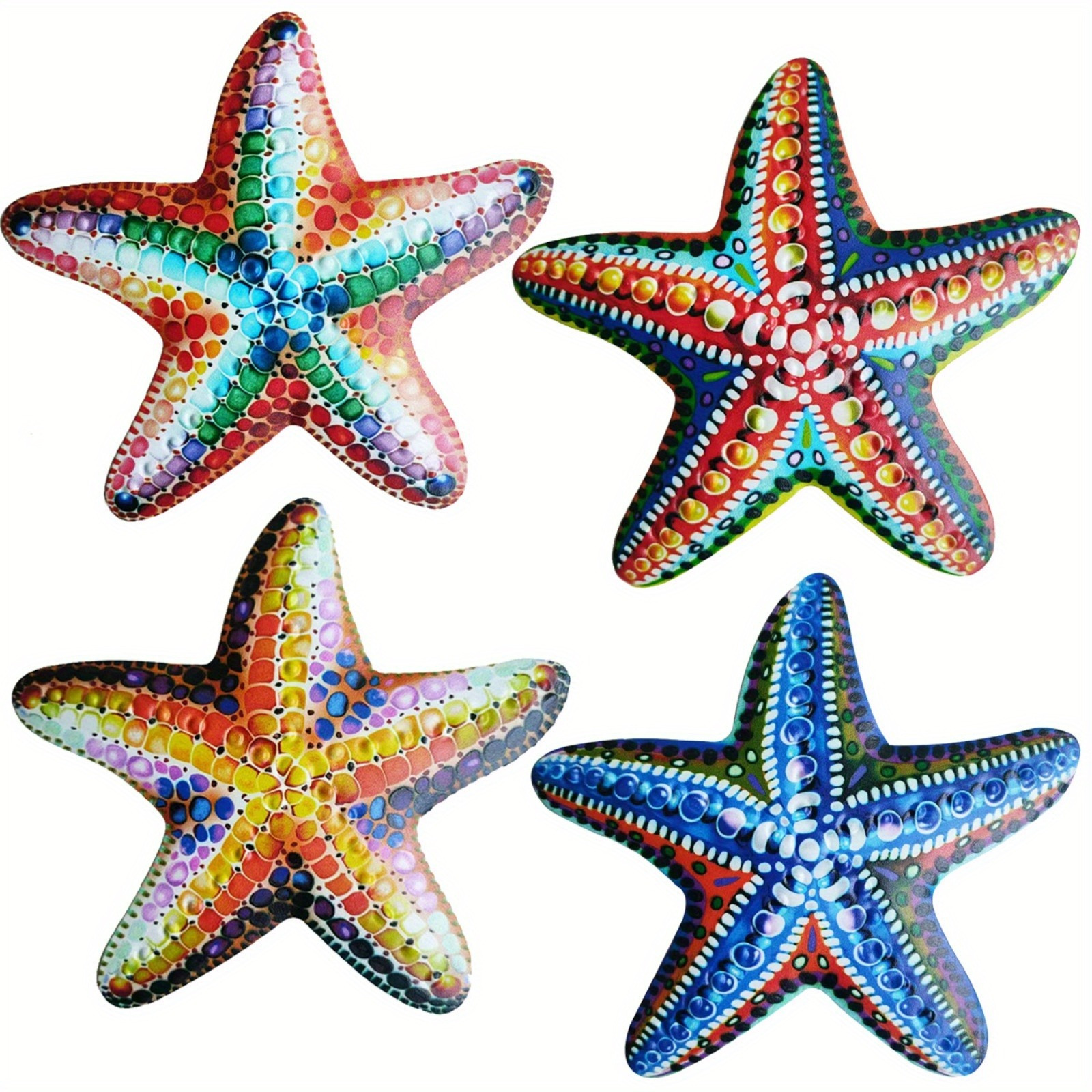 

4pcs Vibrant Ocean-themed Metal Starfish Wall Art – 3d Coastal Sculptures With Patterns, Iron Outdoor Decorations For Or Patio, Outdoor Wall Art | Seaside Decor | Iron Art, Beach Theme Decor