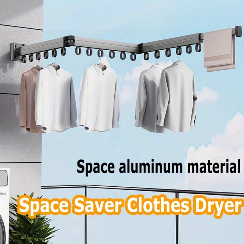 

-saving -mounted Folding Clothes Rack - , Telescopic Drying Rod For & Clothes, No Installation