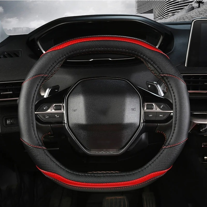 

Pu Leather Steering Wheel Cover For 4008 5008 - Carbon Fiber Pattern, Two-tone Stitching, Anti-slip Grip, Durable, All-season Protection