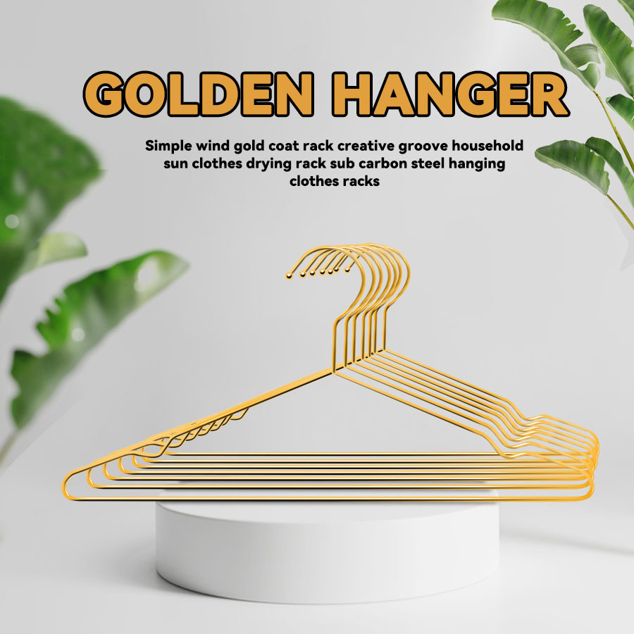 popular   10pcs standard clothes hanger made of metal material with gold plating   luxurious style size 15 7 inches suitable for home storage details 0