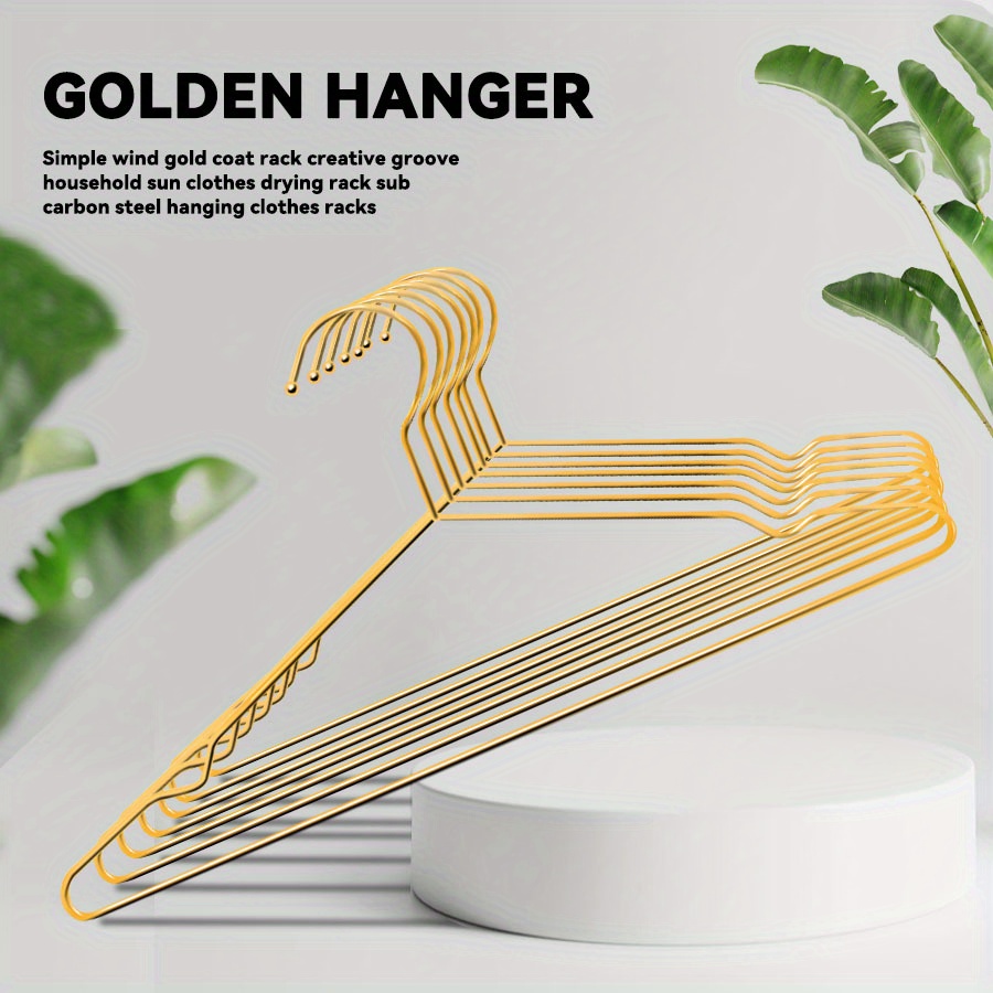 popular   10pcs standard clothes hanger made of metal material with gold plating   luxurious style size 15 7 inches suitable for home storage details 1