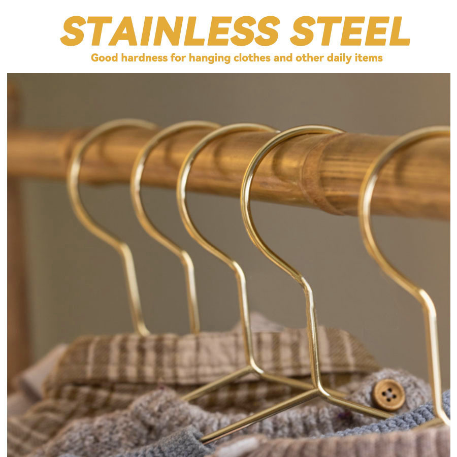 popular   10pcs standard clothes hanger made of metal material with gold plating   luxurious style size 15 7 inches suitable for home storage details 5