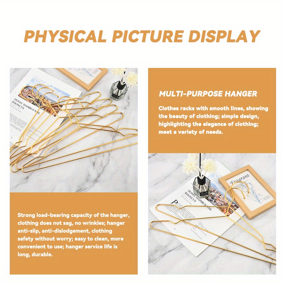 popular   10pcs standard clothes hanger made of metal material with gold plating   luxurious style size 15 7 inches suitable for home storage details 7