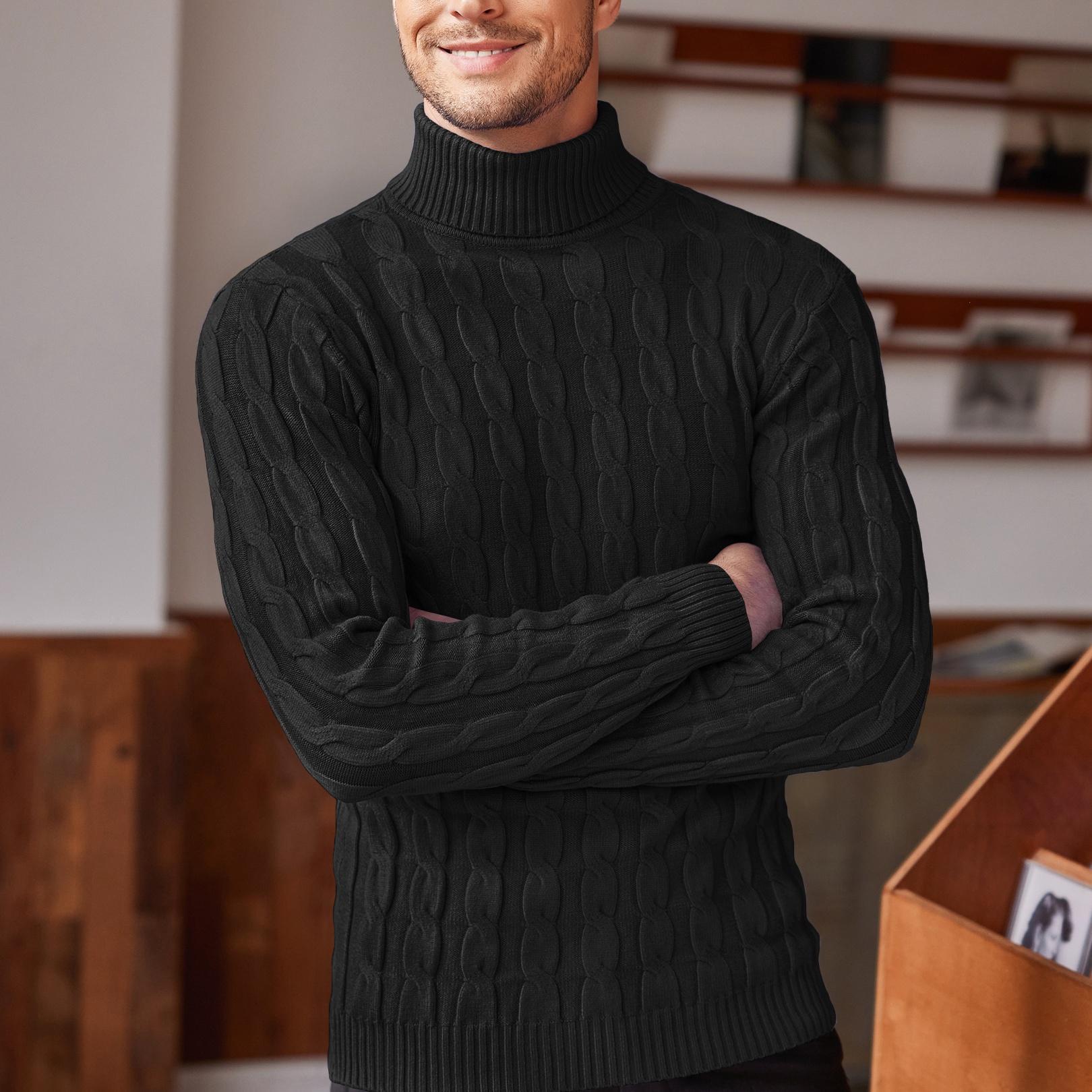 

Men's Slim Fit Turtleneck Sweater Casual Twisted Knitted Pullover Sweaters