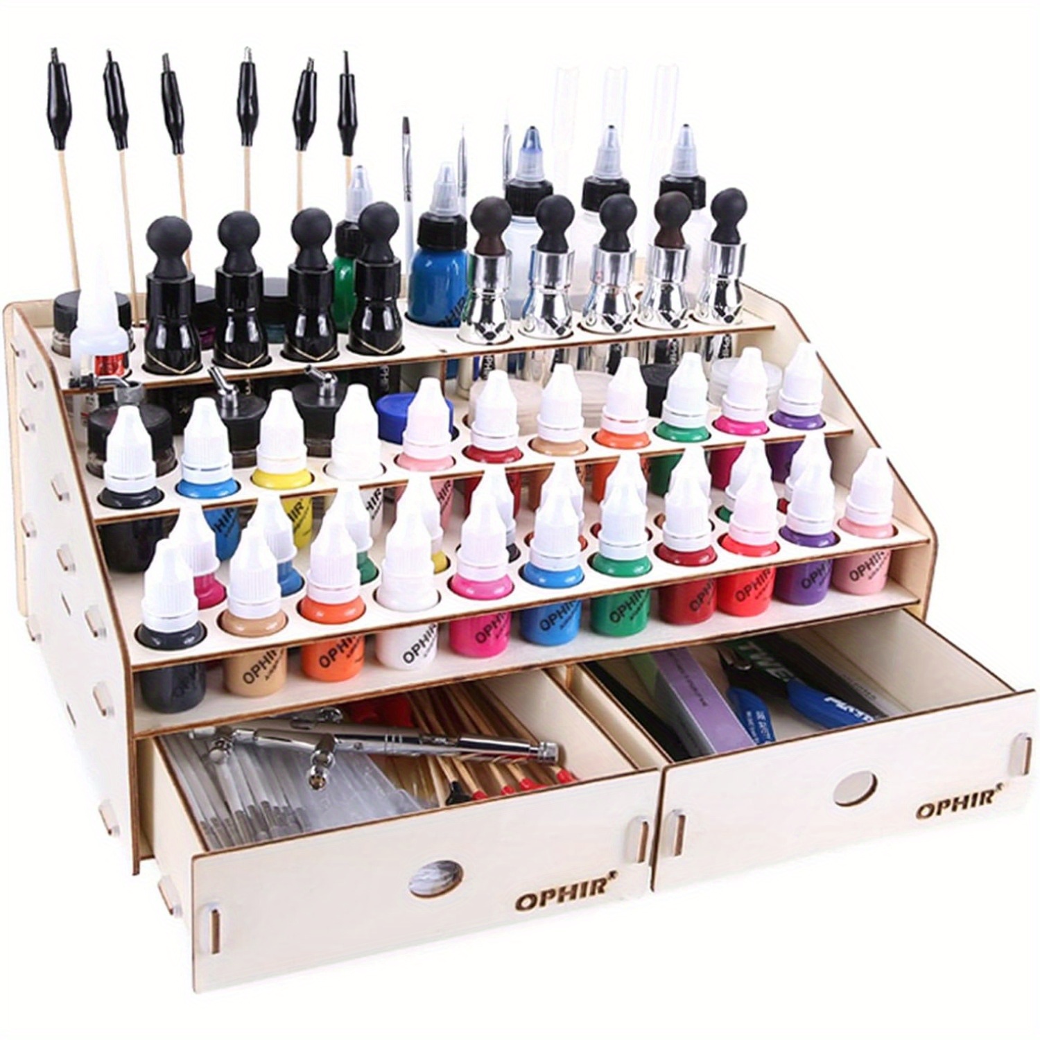 Mekueeex 360° Acrylic Paint Organizer - 72 Hole Craft Paint Holder Rack For 2 Oz Bottles, Desk Storage