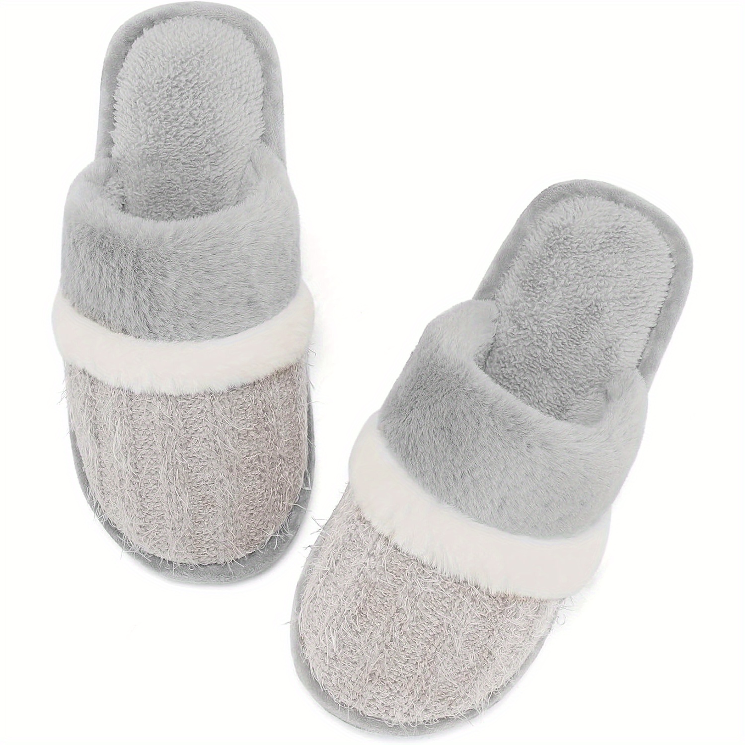 

Womens Foam Slippers Soft Warm Slip On Faux Fur House Slippers, Anti-skid Rubber Sole, Creative Gifts For Women Mom Girlfriend