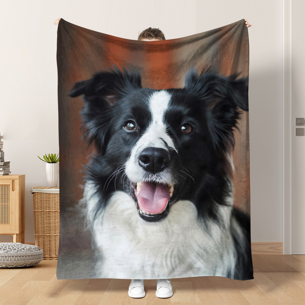 

Border Collie Print Blanket: Soft And Warm, Perfect For Naps, Camping, Travel, Cars, Office Home Decor - All Seasons