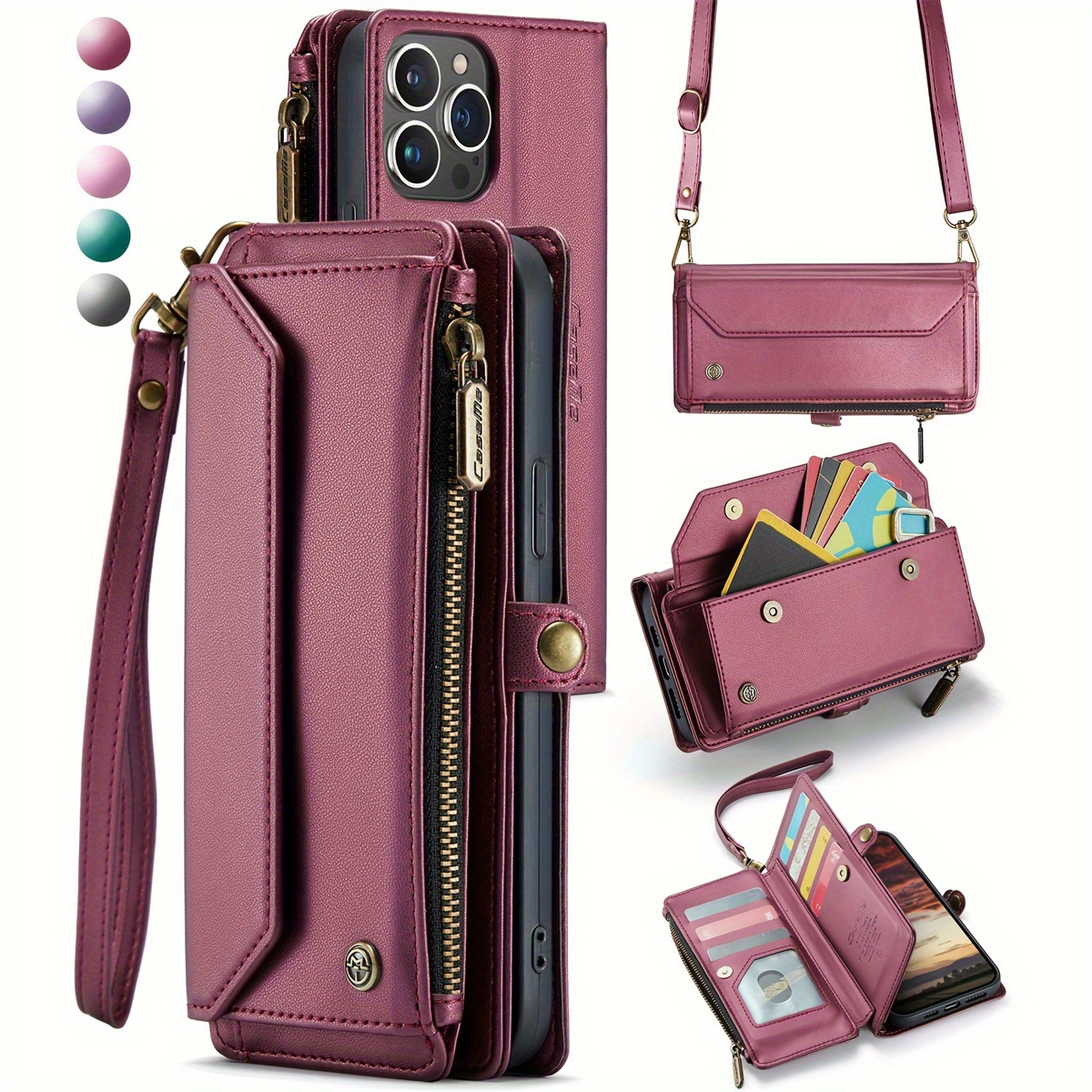 item picture phone case crossbody suitable for iphone 18 17 17e air 16e 16 15 14 13 12 11 pro max xr xs   8 se 6s 16 plus 13 mini case wallet rfid blocking with 7 card holder zipper   soft magnetic flip wristlet shoulder strap wallet case