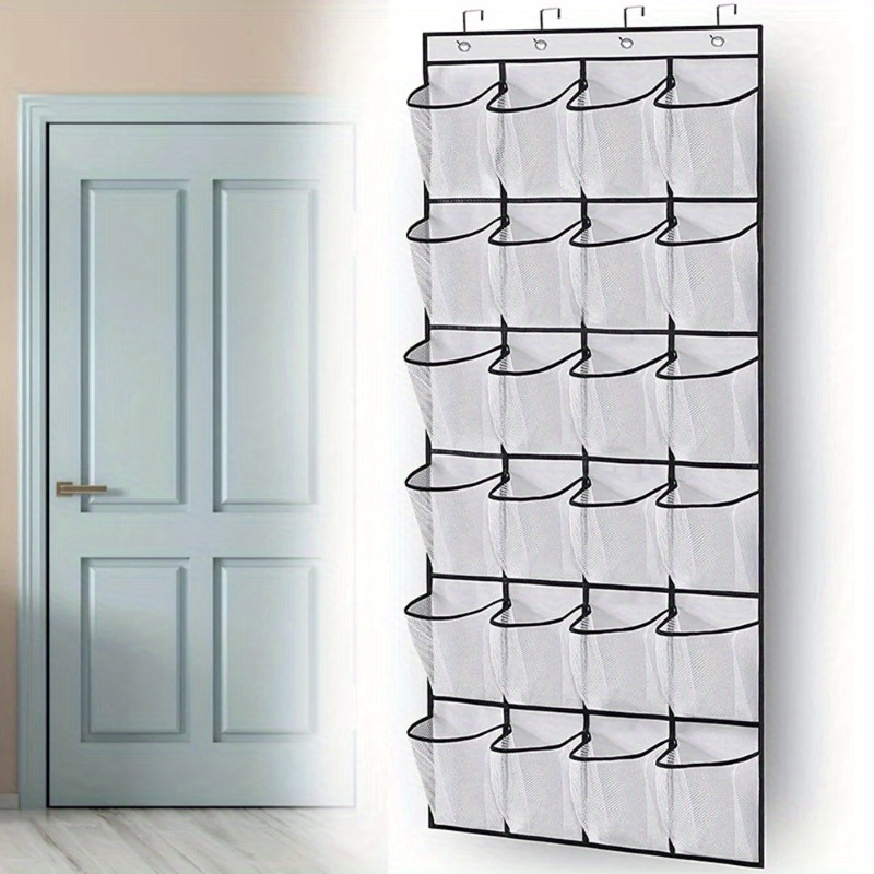 

Over-the-door Shoe Organizer With 14/24 Mesh Pockets - Space-saving, Lightweight Canvas Storage Rack For Closet Organization, Compartments, Ideal For Home Entryway, Shoe Storage Organizer