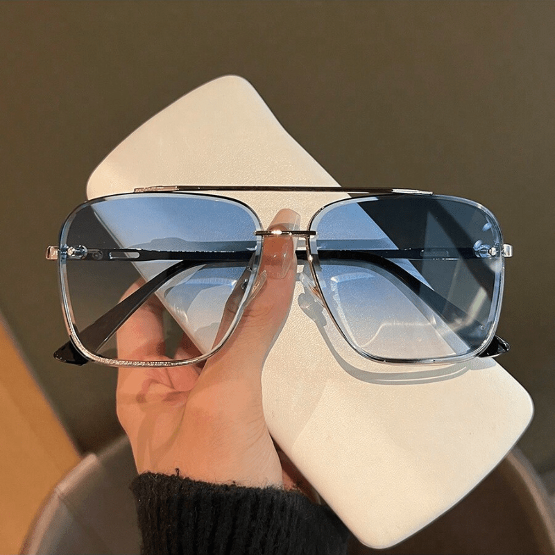 TEMU -style Fashion With Metal Frame, Rectangular , And Lenses, Accessory