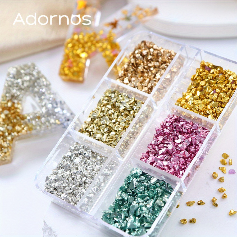 

6 Grids Metallic Color Irregular Epoxy Resin Filling Colorful Crushed Stones Diy Crafts Filler Jewelry Making Accessories, Diy Craft Materials