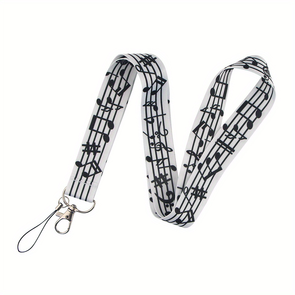 2d 1pc Music Notation Neck Strap Lanyard For Keys Id Card Gym Mobile Phone Straps Usb Badge Holder Hang Rope Lanyard