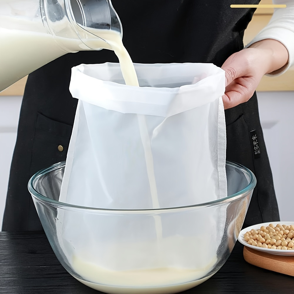 TEMU 1pc Reusable Nylon Fine Mesh Food Strainer Bags, Kitchen Straining Tool, Durable, Easy To Clean, For Nut Milk, Juice, Cheese, Brewing