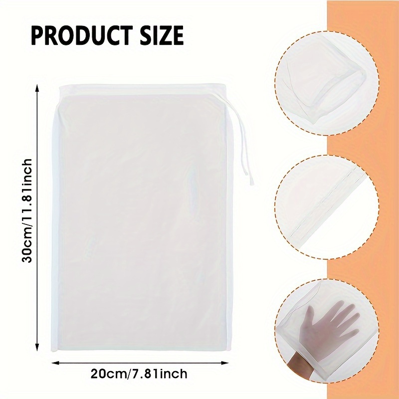 1/5pcs Reusable Nylon Fine Mesh Food Strainer Bags, Multi-Purpose Kitchen Straining Tool, Durable, Easy to Clean, for Nut Milk, Juice, Cheese, Brewing