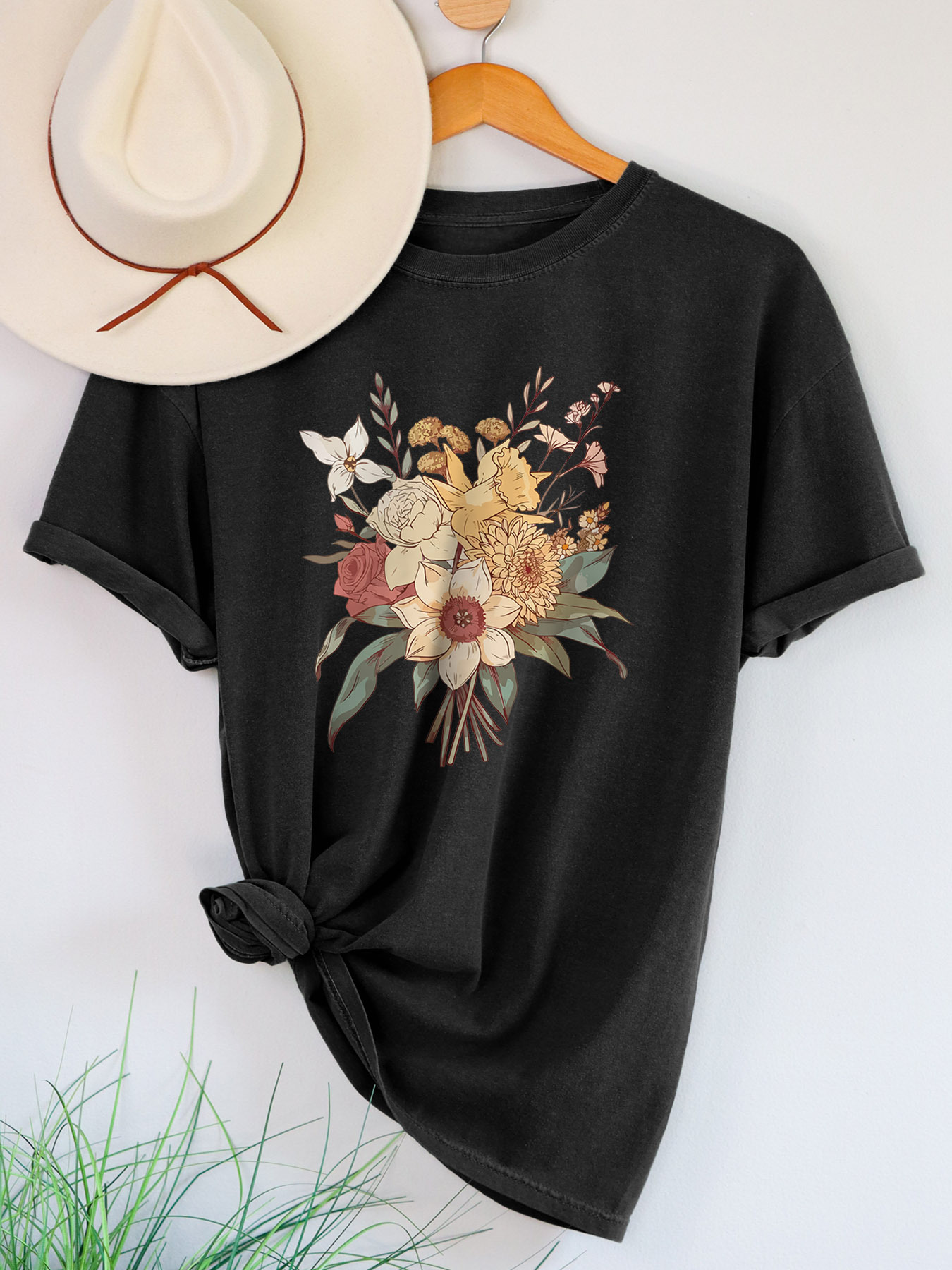 Amzbarley Femmes Chemisier Décontracté T-Shirt 3-4 Manches Cloche Hauts Dames Bouton Vers Le Bas