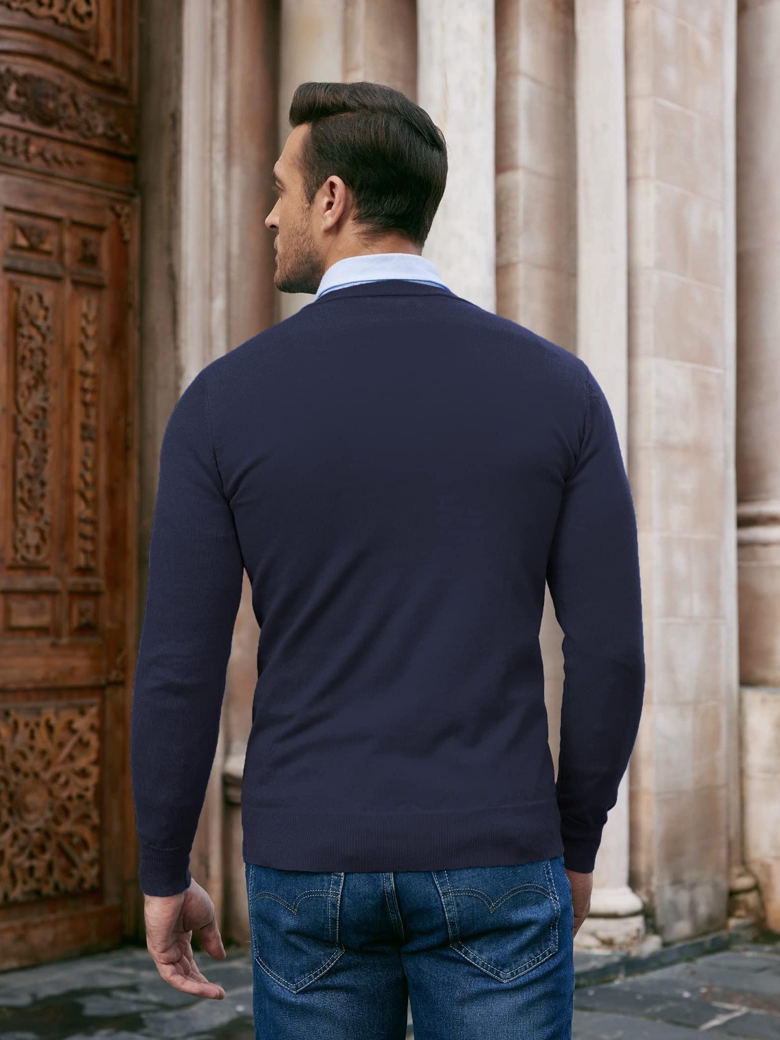 men casual v neck sweater ribbed knit fit long sleeve - Temu