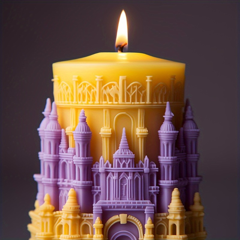 

1pc 3d Silicone Castle Candle Molds, Resin Epoxy Molds, Castle Candle Molds, Craft Soap Aromatherapy Plaster Candle Molds For Diy Craft Projects Furniture Ornaments Decorations