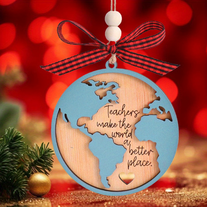 

Teacher Appreciation Wooden Christmas Ornament - For Car & Decor, ,