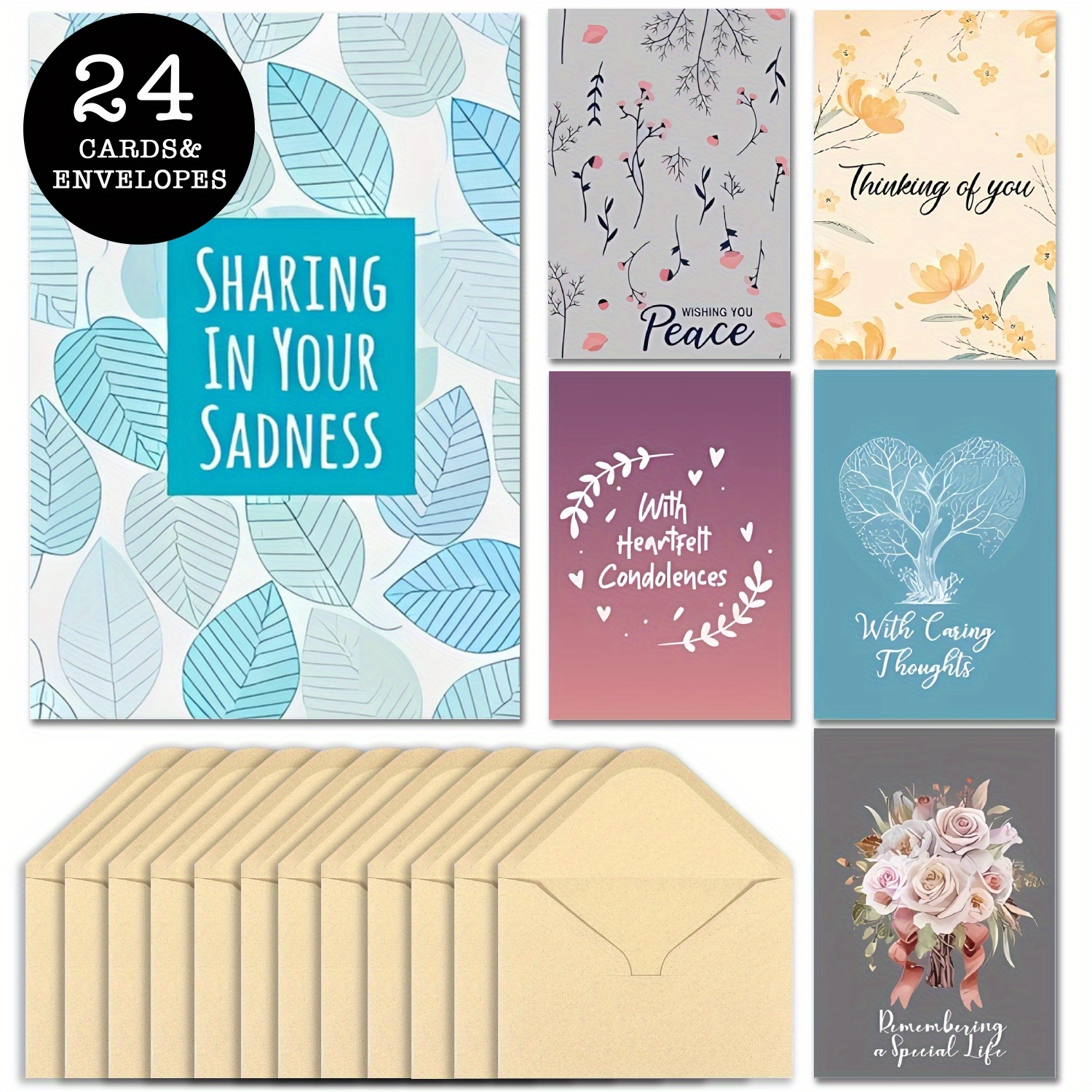 

24-pack Multi-occasion Greeting Cards With Envelopes - Sympathy, Thinking Of You, Condolences - Versatile Cards For Anyone, Perfect For Christmas, , Birthdays, And More