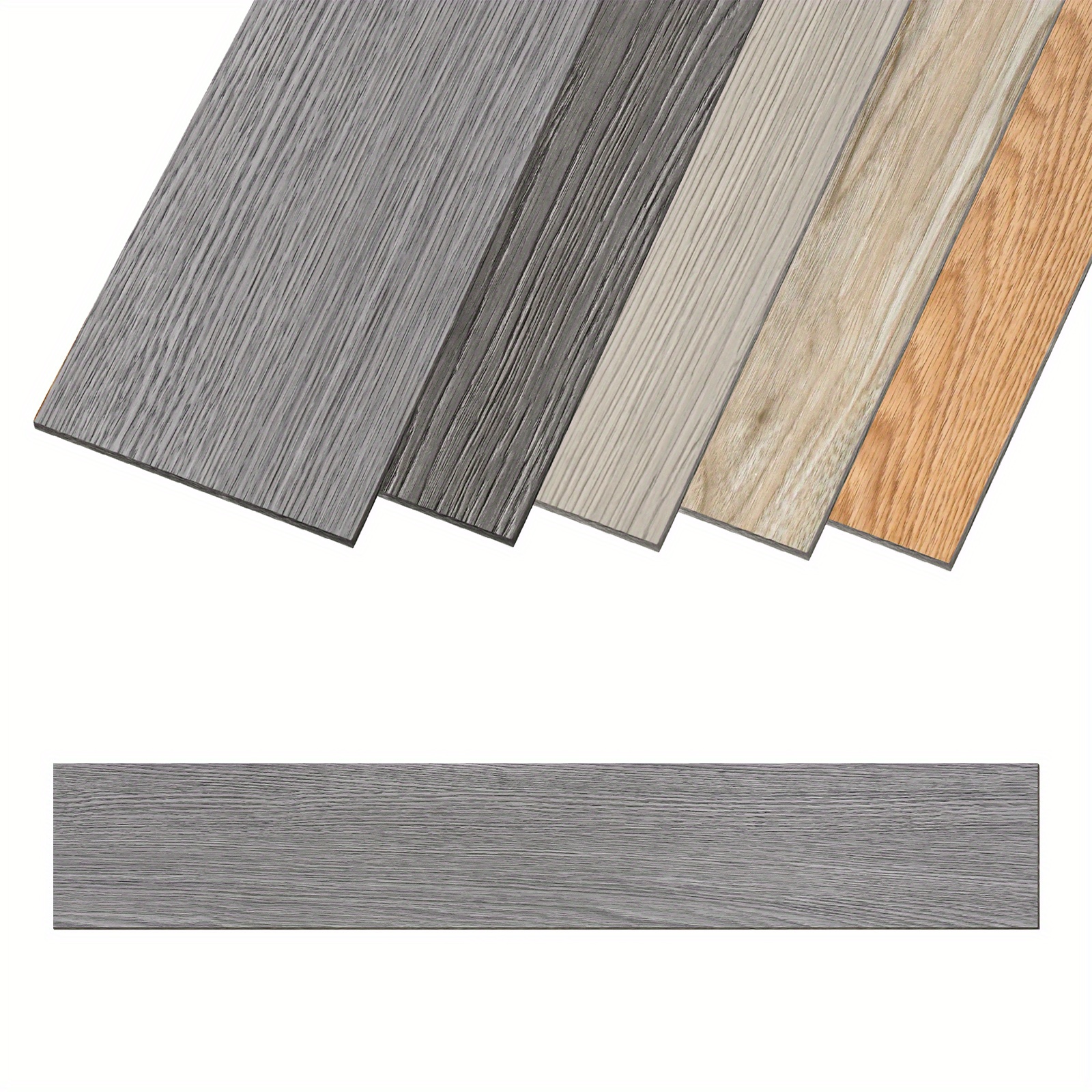 18/36 Pvc Flooring, 2.51m²/5.02m² Self-adhesive Vinyl Baseboard, Wood Grain Tiles, Wooden Look, Waterproof, Anti-slip, Suitable For Kitchen, Living Room, Balcony Light Gray
