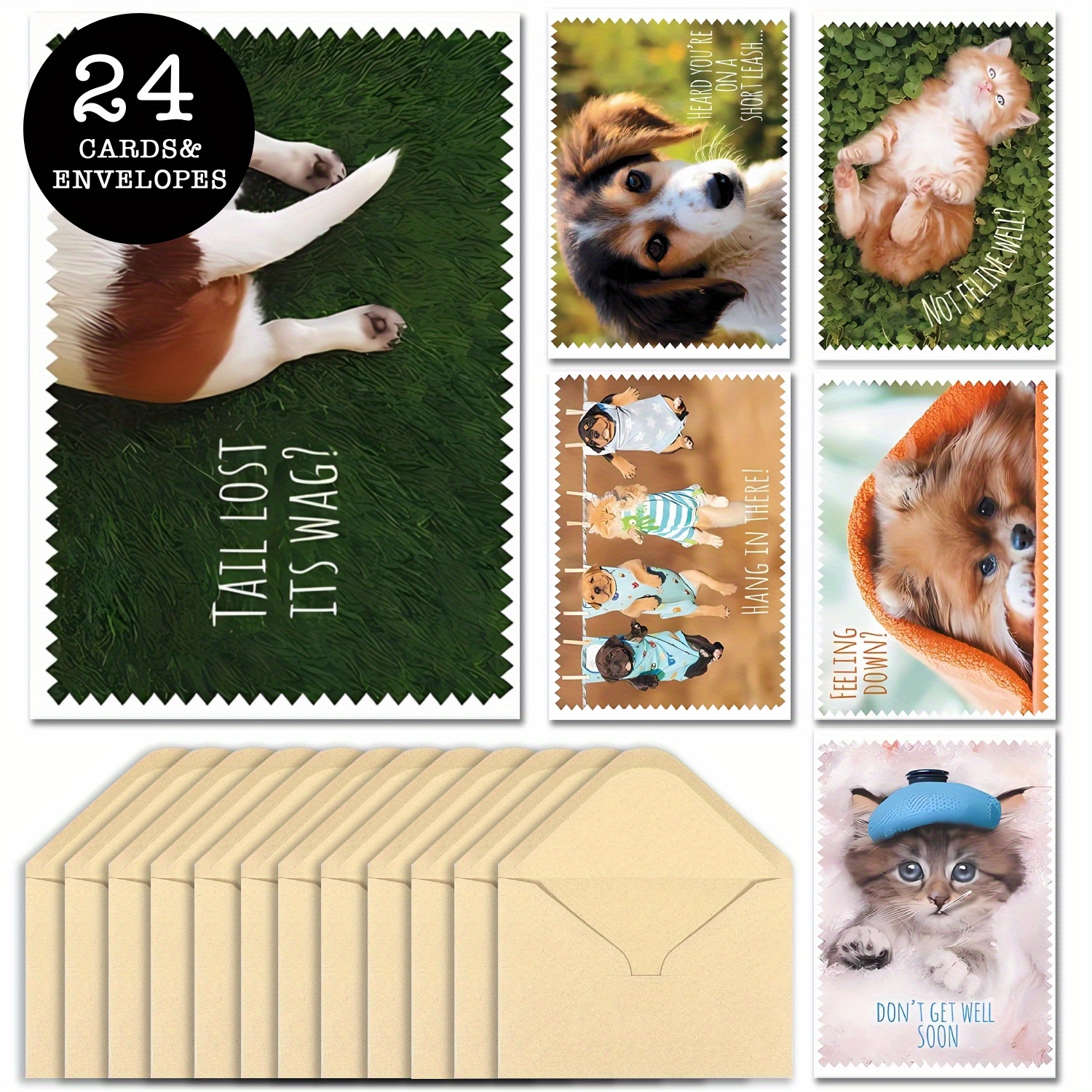 

24 Pack All-occasion Greeting Cards With Envelopes - Pet Sympathy, Get Well, Encouragement - Assorted Dog & For Easter, Christmas, Sympathy, And Good Luck Wishes - Thoughtful Gift For Any Recipient