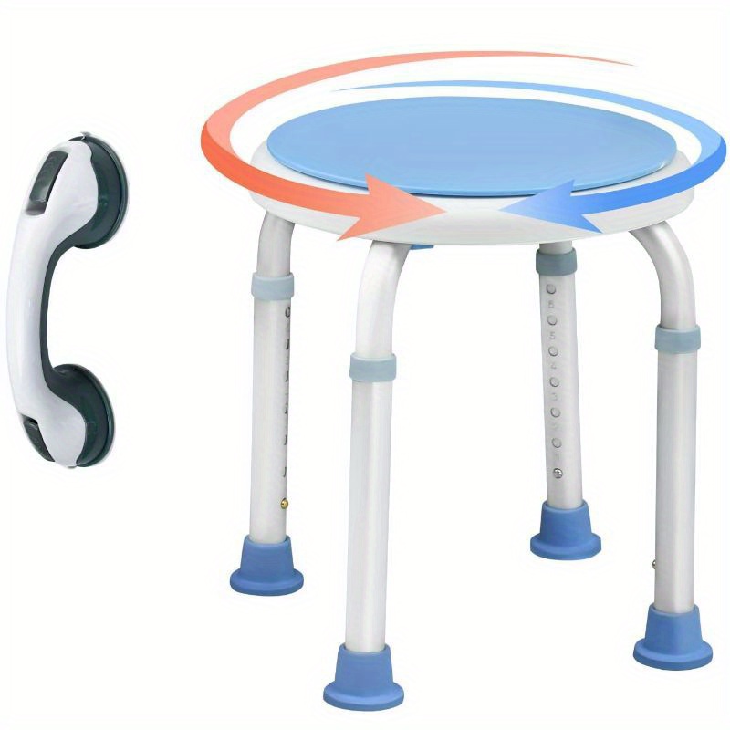 TEMU Shower Stool 36-51cm Height-adjustable Shower Chair With Grab Rails Bathroom Stool 360 Degree Rotatable Shower Aid Anti-slip Shower Seat Made Of