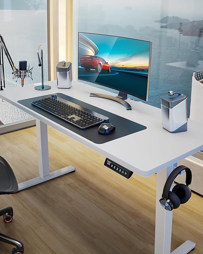 55x24 Inch Electric Standing Desk - Height Adjustable, 3 Memory Presets, 176 Lb Capacity, Oak Desktop, With Splice Board