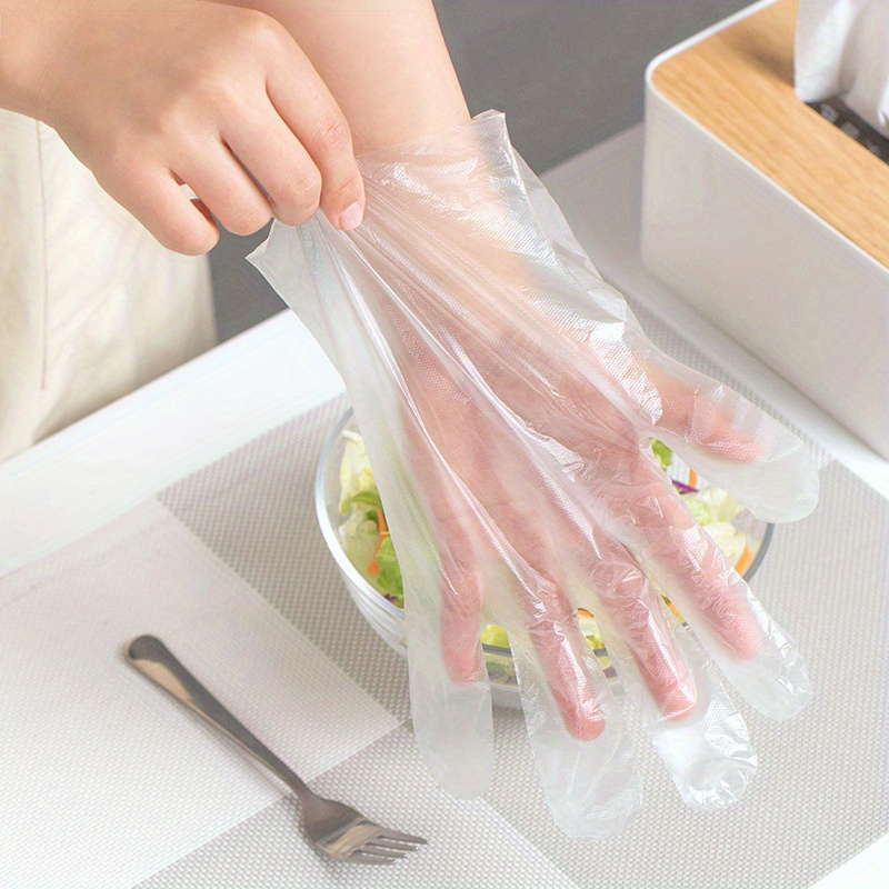 100pcs disposable plastic gloves ideal for cooking meal prep bbqs cleaning restaurant service craft projects gloves disposable disposable gloves details 1