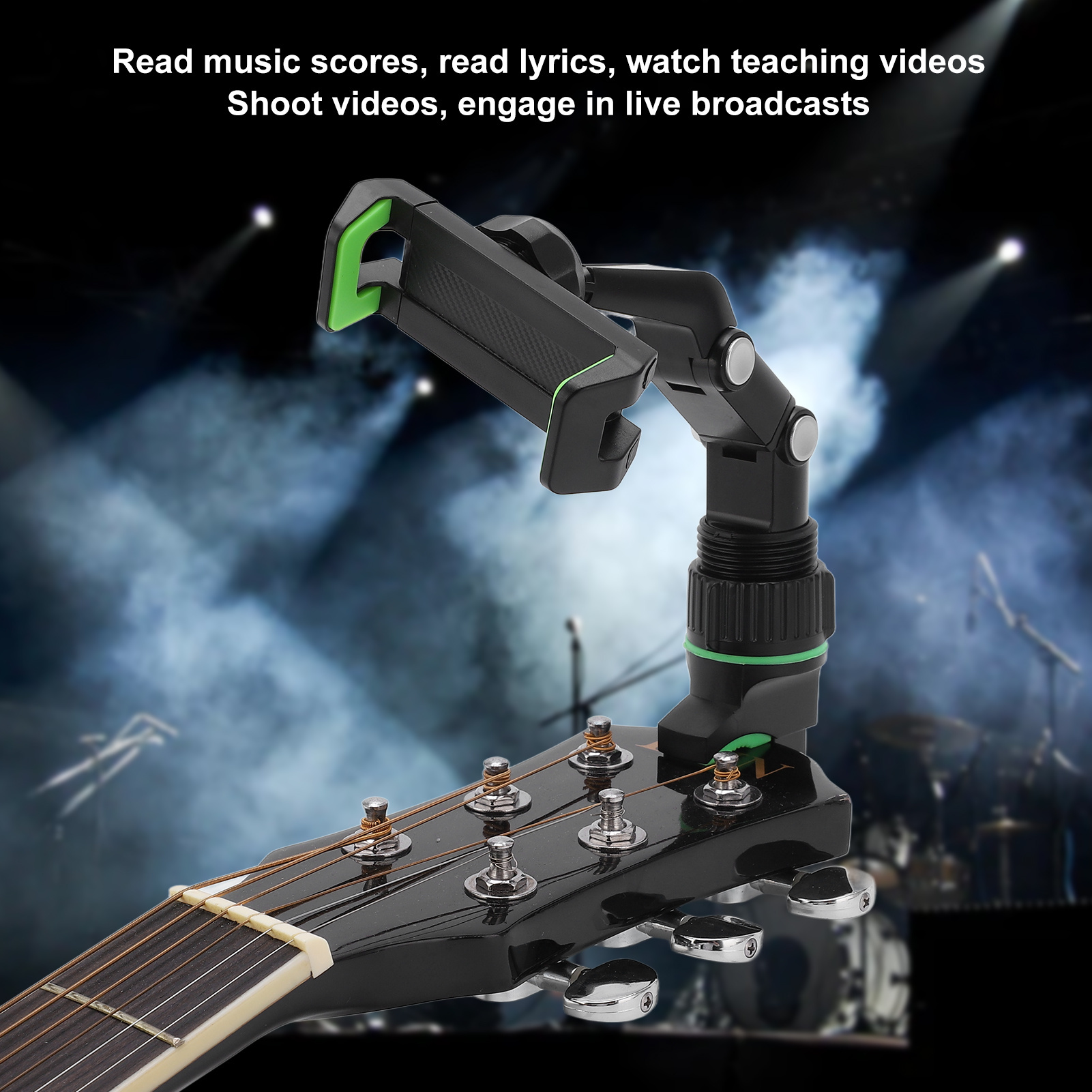 

Guitar Phone Holder Green Send 10 Picks + Wiper Cloth, Guitar Head Phone Holder Mount, New, Cool, A Gift For Music Lovers