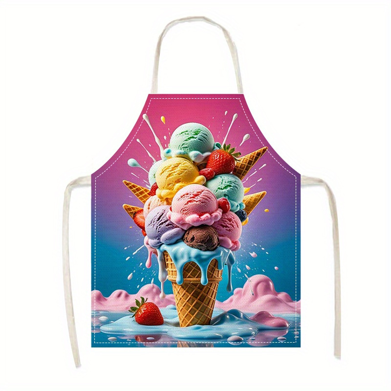 

Bohemian Style Iced Cream Printed Apron - 21.65" X 26.77