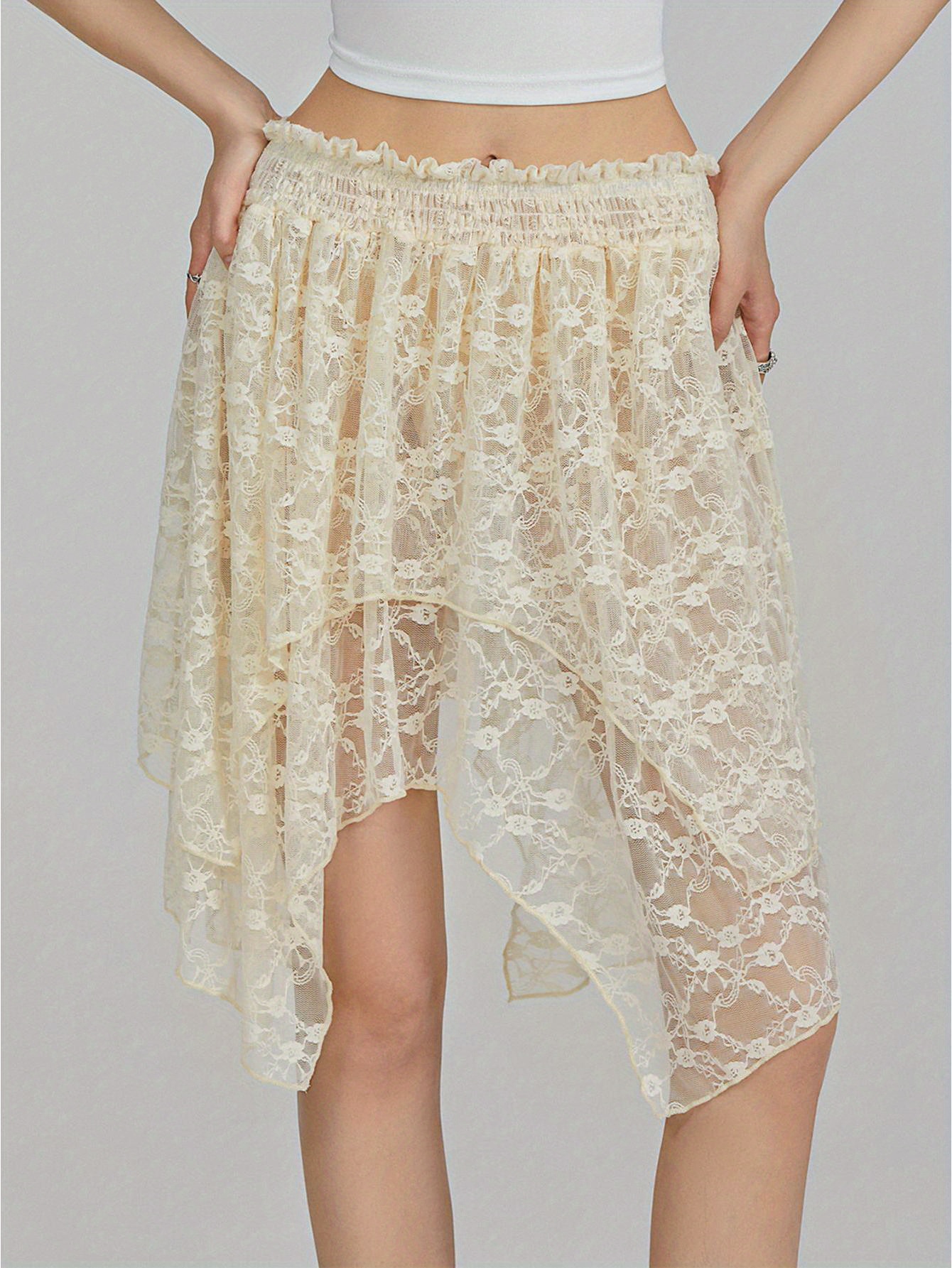 womens vintage floral lace mini skirt 95 polyester Temu United