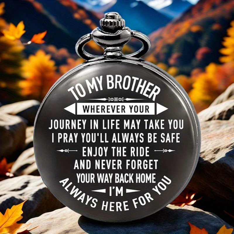 TEMU To My Brother - Quartz Pocket Watch With Arabic Dial & Chain Pendant, Perfect Christmas, New Year & Birthday Gift For Him"