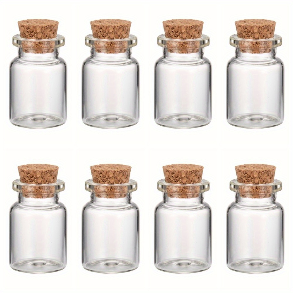 

20-pack Mini Glass Bottles With Corks - 7ml Small Clear Glass Vials For Wishing, Beads, Decor - Craft Glass Containers, 22x33mm