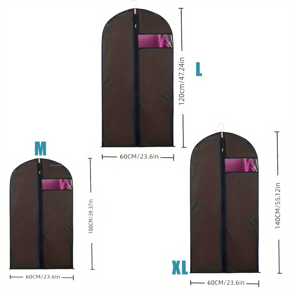 5  black garment bags with pink zipper   plastic suit dress and coat covers for closet storage versatile hanging organizer for men womens clothing clothes organizer storage details 3