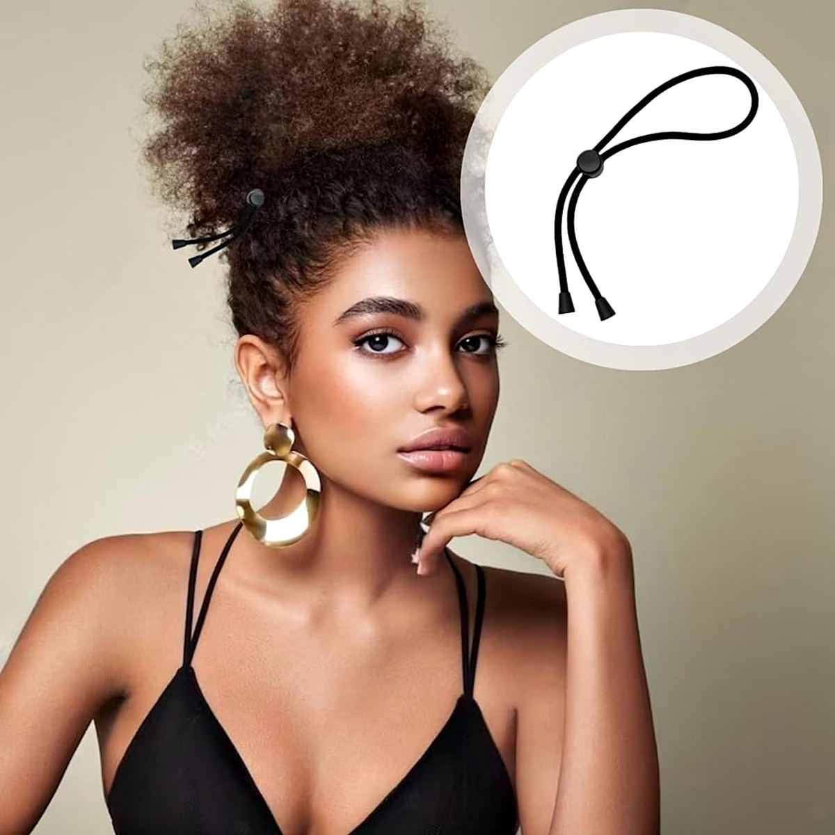 Adjustable Bubble Ponytail Holder for Women - 23.01cm Solid Color Fabric Hair Tie, Simple Style Hair Accessory