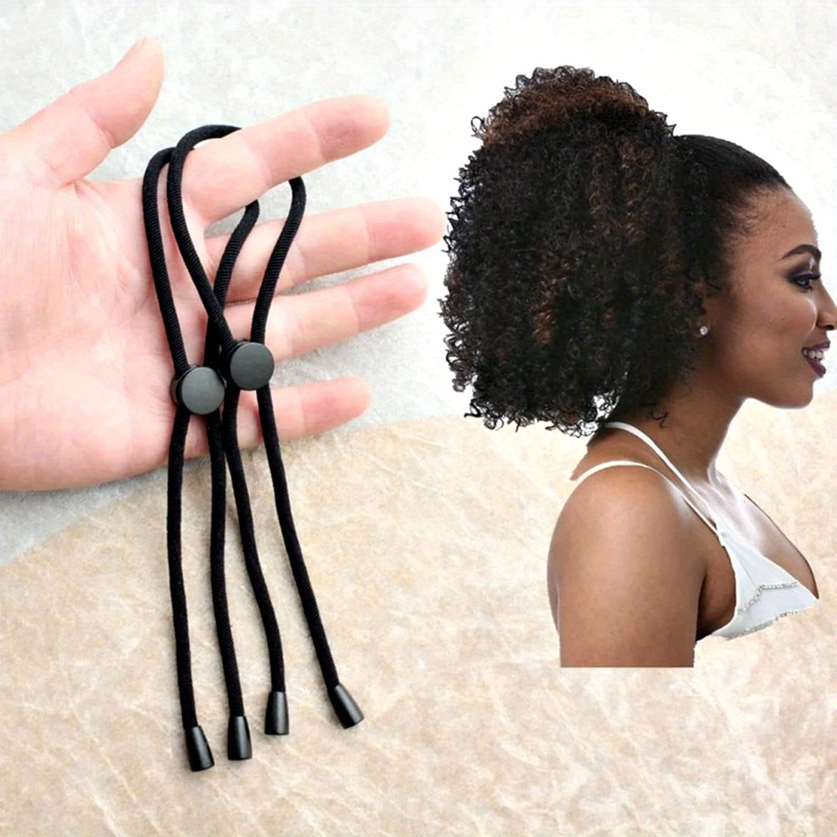 Adjustable Bubble Ponytail Holder for Women - 23.01cm Solid Color Fabric Hair Tie, Simple Style Hair Accessory
