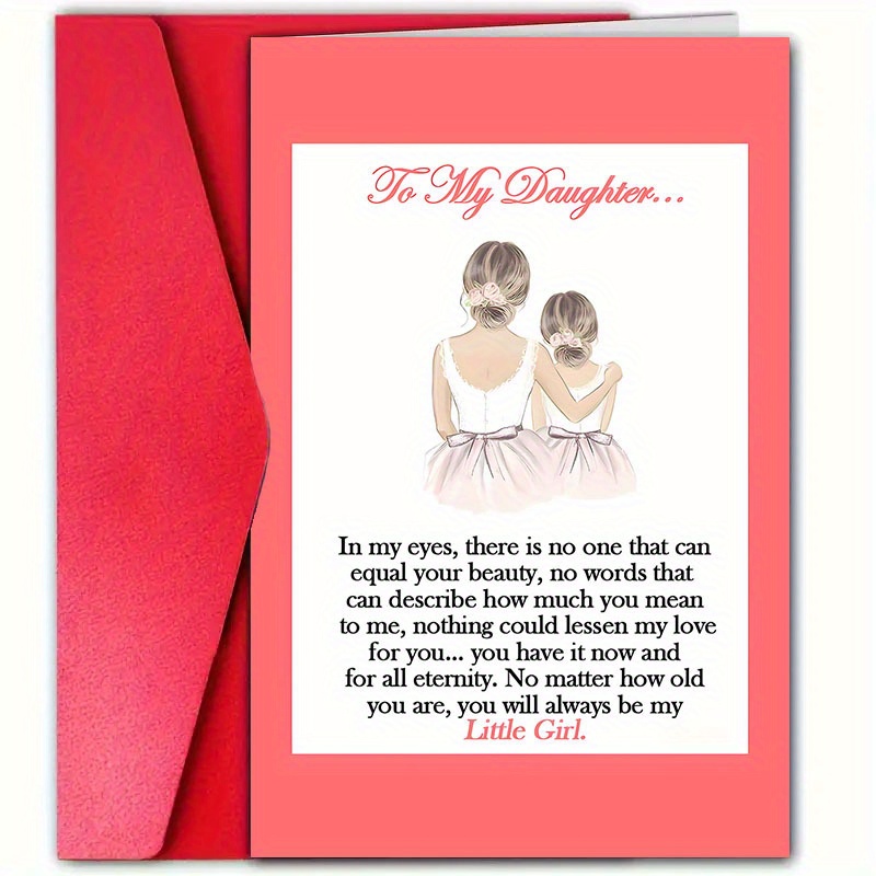 

Paper Greeting Card For Daughter - Heartfelt Birthday Wishes With Envelope, Sentimental Message To My Little Girl, Ideal For Daughters Of Any Age - Size 4.7x7.1 Inch (1pc)