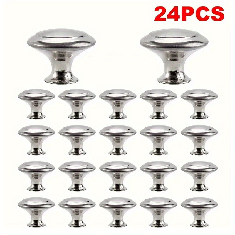 TEMU 24pcs Stainless Steel Cabinet Handle Set - Stylish Circular Handles For Kitchen, Dressing Table, And Wardrobe Doors, Including Screws