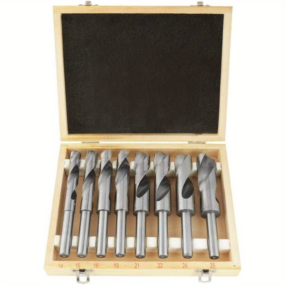 Drill Set, Hss Spiral Drill From Hardened Steel Spiral Drill Metal Spiral Drill Set 8pcs Metal Drill Hss High Elasticity And Toughness 14/16/18/19/21/22/24/25mm (white)