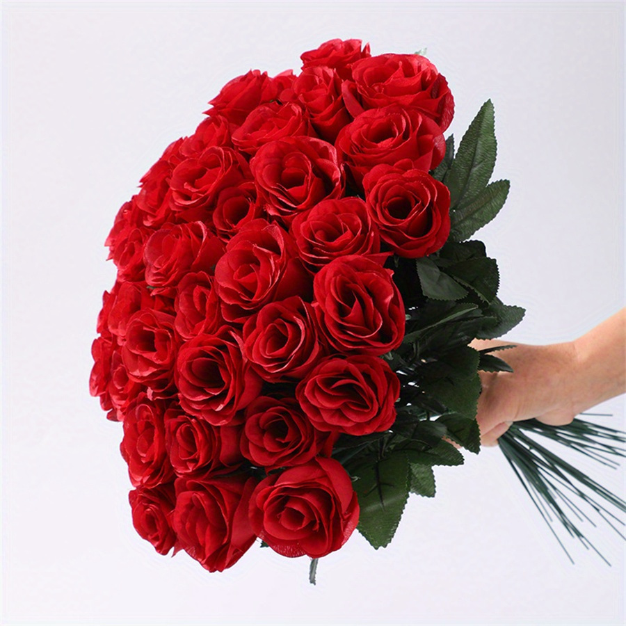 

Classic Style Decorative Swags 20/40pcs Artificial Silk Rose Bouquet - Lifelike Fake Flower Arrangement For Home, Living Room, Wedding Decor, Valentine's Day & Romantic Gifts (vase Not Included)