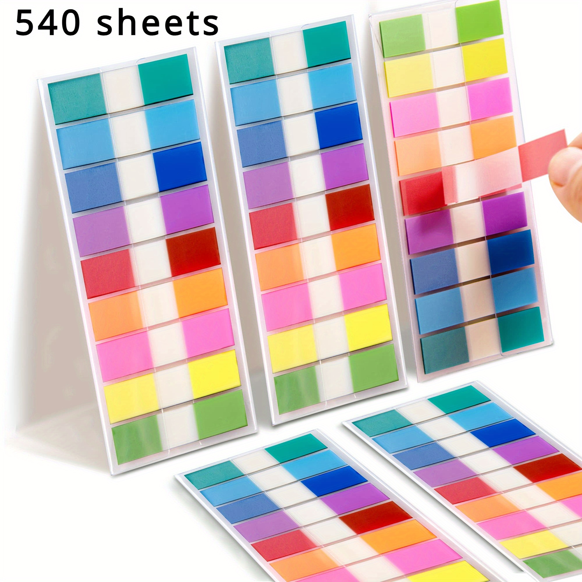 Image of 540/900 Sheets, Transparent Sticky Notes, Page Markers, Book, Pop Up Index Tabs, Label, Flags Stickers, Back To School, Office Supplies, School Supplies, Shipping Marking Labels