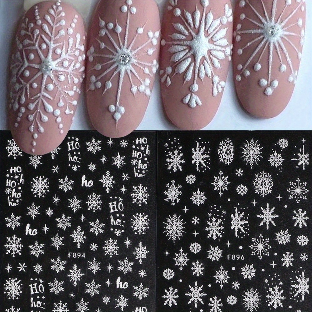 

Sparkling 3d Nail Art Stickers - Matte , Self-adhesive Christmas & Designs For Diy Manicure, Cartoon-themed, Disposable, Women And Girls